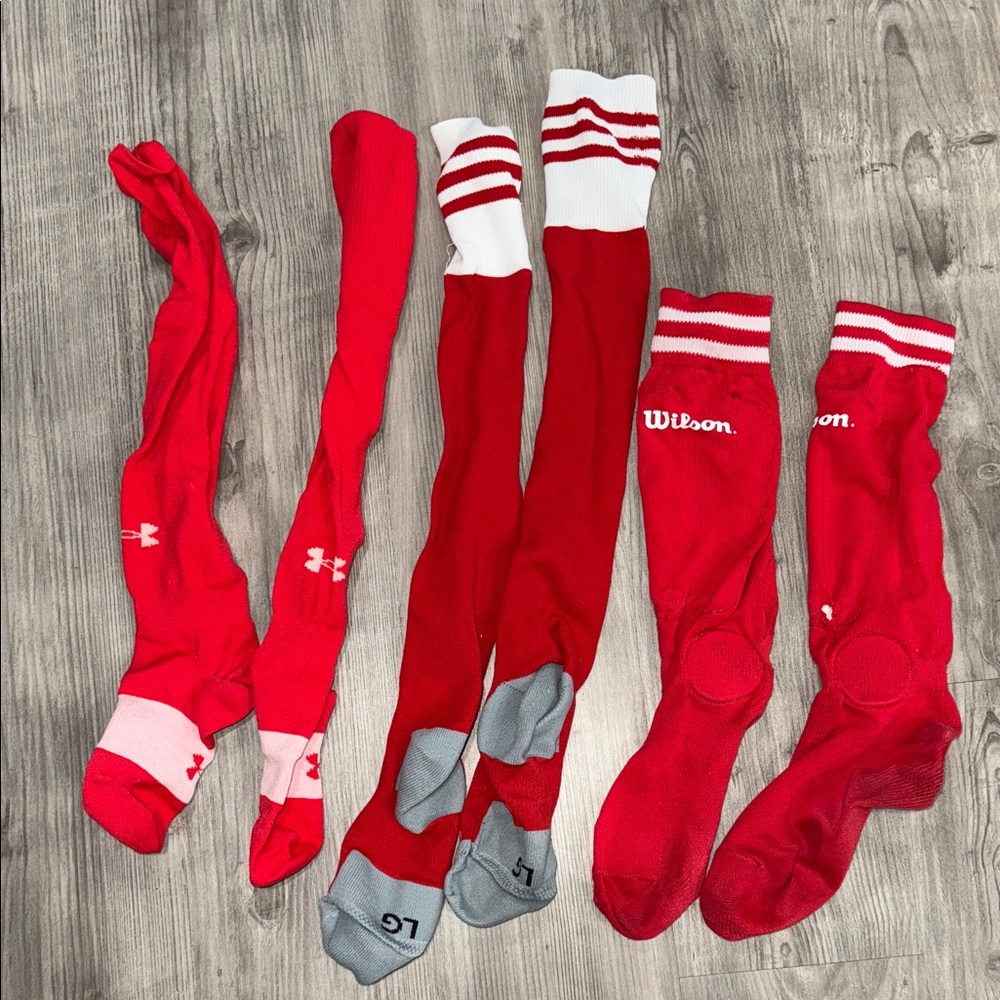 Lots of Red Youth Soccer Socks